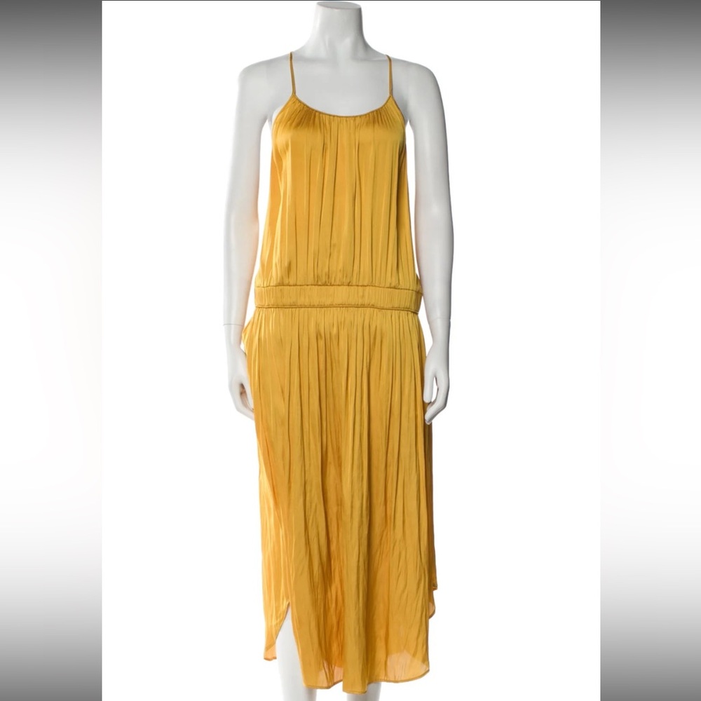 Halston Heritage Mustard Spaghetti Strap Dress